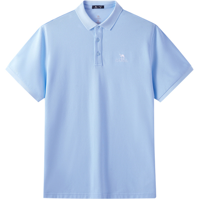 骆驼男装丝光珠地POLO衫男士夏季2025新款短袖翻领T恤男休闲上衣