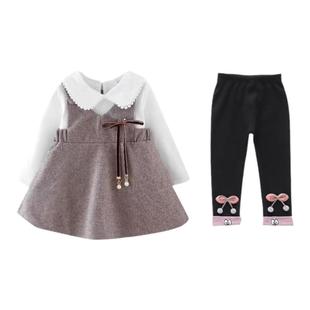 女童连衣裙时髦套装洋气春秋季网红儿童宝宝三件套1-3岁5小孩衣服