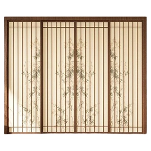 推拉门竹影宋代美学格条屏风格子门书房客厅别墅移门新中式隔断门