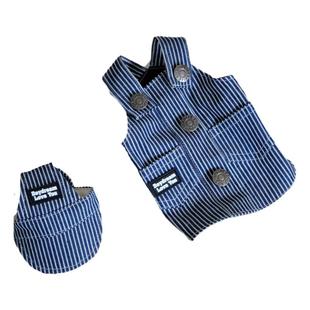 宠物衣服春夏季约克夏马尔济斯小型犬可爱韩版牛仔帅气背带裙套装