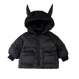 男童冬款加厚保暖连帽羽绒服女宝宝洋气时髦外套婴儿超萌外出衣服