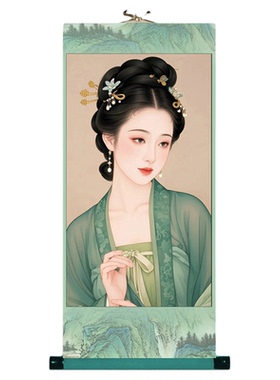 古风照片图片油画绢丝布挂画卷轴