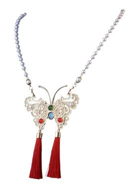 合金蝴蝶图案长流苏璎珞