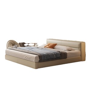 【Justin】矮床头真皮床意式极简豆腐块床网红轻奢卧室榻榻米床架