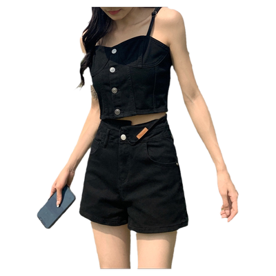 黑色短款辣妹背心吊带外穿上衣