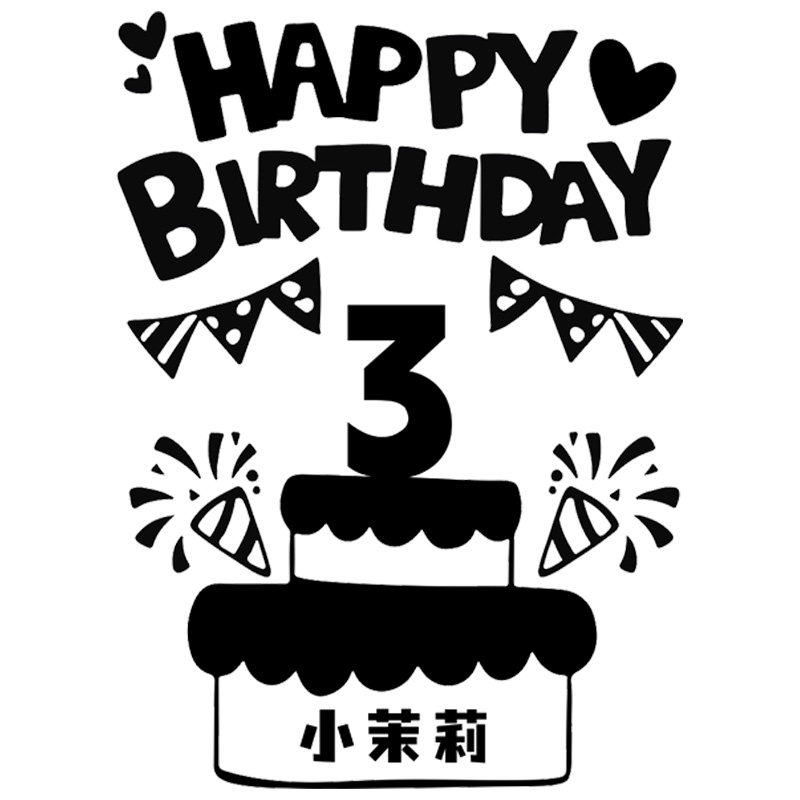 儿童生日快乐涂鸦画板可撕diy2岁宝宝撕撕画3周岁生日画涂鸦定制