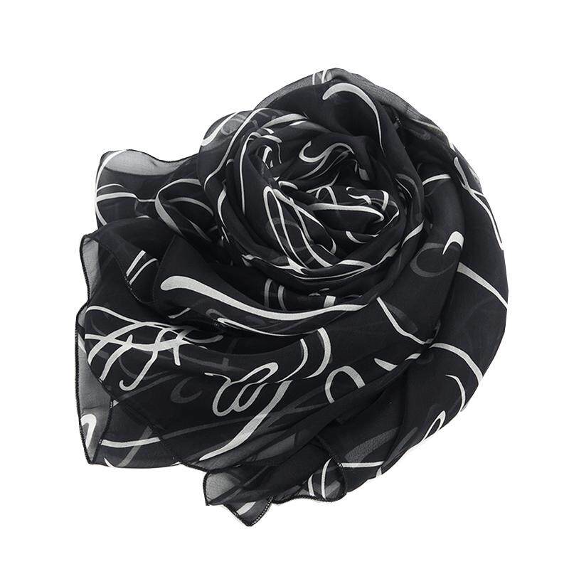苏州100%桑蚕丝丝巾送礼纱巾女新款春秋披肩黑色丝绸长款真丝围巾
