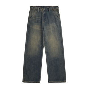 美式复古牛仔裤男宽松2026新款做旧水洗直筒裤高街潮牌休闲阔腿裤