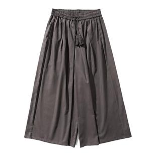 中国风男装阔腿裤男直筒大码裙裤子棉麻休闲裤改良宋裤日系喇叭裤