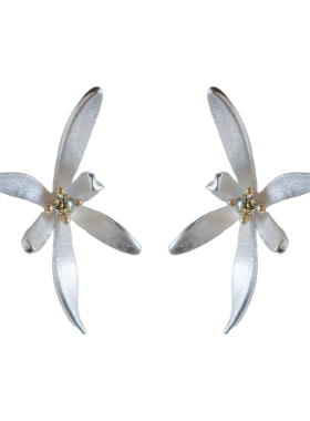 空谷幽兰通体s925纯银花朵耳钉