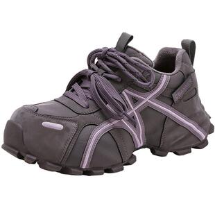 千百度厚底老爹鞋女加绒系带松糕新款百搭休闲运动鞋增高阿甘棉鞋