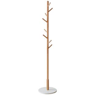 源氏木语实木挂衣架现代简约衣帽架小户型置物架北欧卧室落地衣架