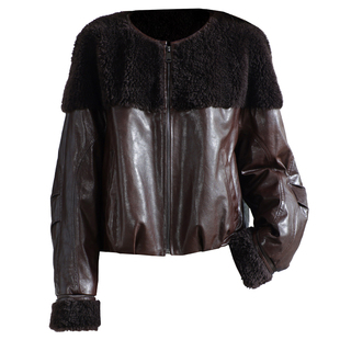 真皮羽绒服女2025冬新时尚OL羊毛领海宁油蜡头层绵羊皮衣鹅绒外套