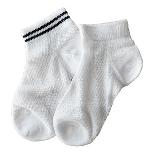 黑色袜子儿童袜子无骨纯棉网眼男女童袜冰丝大童白色学生袜薄款夏