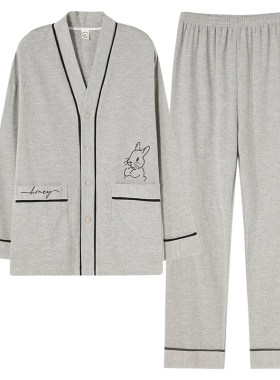 男特大码200斤长袖家居服套装