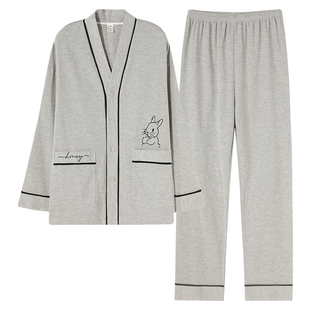 春秋季睡衣男士款特大码长袖200斤套装开衫和服夏冬天宽松家居服