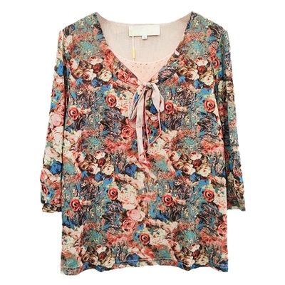 菲琪秋装中袖遮肚修身4050岁衬衫