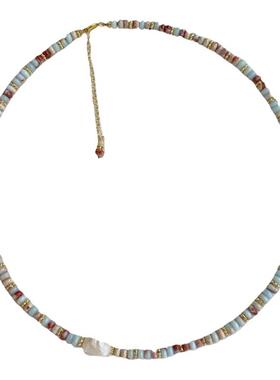 天然寿山石串珠项链夏日