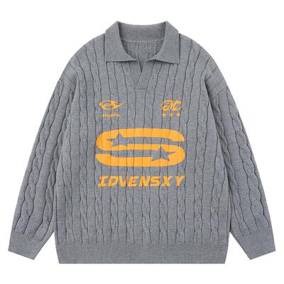 V领宽松麻花针织衫毛衣男女