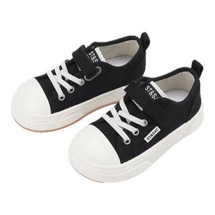 星期六儿童百搭帆布鞋新款春秋男童板鞋防滑休闲魔术贴女童运动鞋