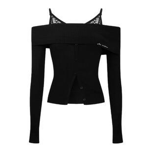 ANN ANDELMAN26春夏新款女蕾丝毛织一字肩针织衫银泰百货 301286