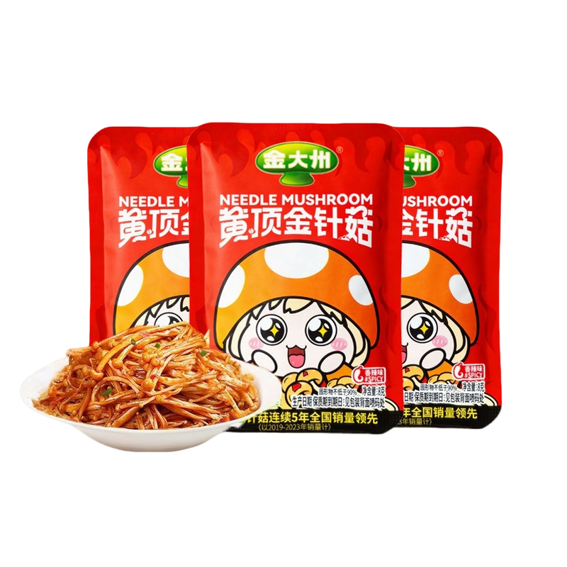 金大州香辣金针菇160g大袋正品解馋零食宿舍追剧即食下饭菜小包装