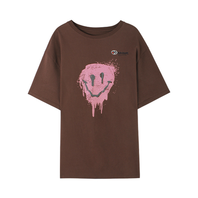 伊纳夫宽松休闲笑脸印花短袖T恤