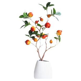 仿真桃子盆景假花小石榴果树餐桌花卉橱柜原创小蜜橘装饰家居摆件