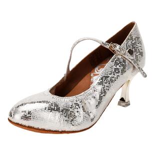 ADSMISSFUN舞鞋女摩登5013-008华尔兹探戈羊皮浅金色女交际直底软