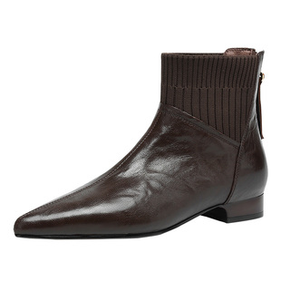 MILLIE'S/妙丽2026新款秋冬复古弹力马丁靴绒布舒适粗跟时装靴女Z