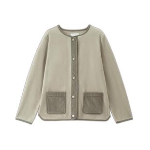 佐丹奴摇粒绒外套女装秋冬新款拼色口袋宽松圆领夹克开衫13375786