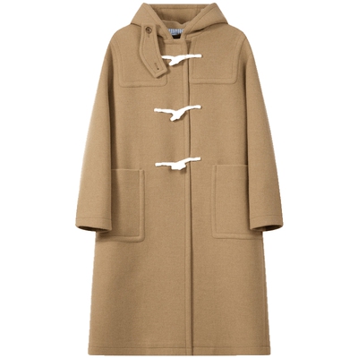 滨波含山羊绒牛角扣大衣学院风