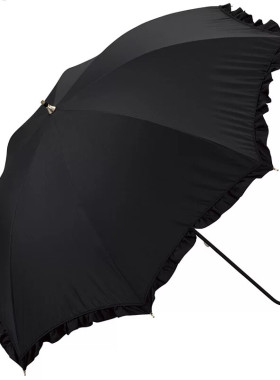 日本进口WPC.遮光防晒遮阳伞晴雨鸟笼型花瓣超轻黑胶长柄Lolita
