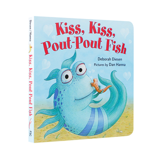 英文原版绘本 亲,亲,噘嘴鱼Pout-Pout Fish Kiss, Kiss关于爱与友谊的故事书 低幼儿童英语启蒙认知绘本 亲子共读睡前故事纸板书