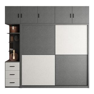 新北欧推拉门衣柜简约现代组装家用卧室移门全实木多层板收纳衣橱