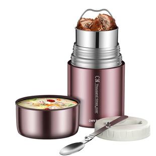 自力不锈钢双层焖烧杯超长保温饭盒桶女闷烧杯便携大容量焖烧壶罐