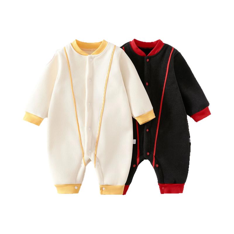 婴儿加绒连体衣新生儿衣服儿童秋冬哈衣对开爬服宝宝加厚保暖外出