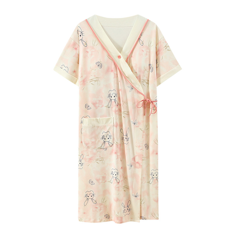 莫代尔月子服待产裙夏季薄款产后哺乳睡衣短袖产妇入院孕妇连衣裙