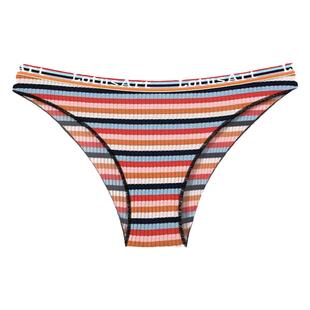 纯棉内裤女薄款高弹舒适性感低腰包臀运动透气辣妹条纹夏季三角裤