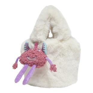 UR包包女可爱小怪兽毛毛包秋冬毛绒绒水桶包百搭高级感单肩斜挎包