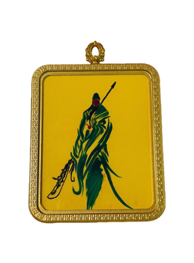 纯手绘关二爷唐卡吊坠关公道牌吊坠关羽武财神唐卡送人礼物配饰