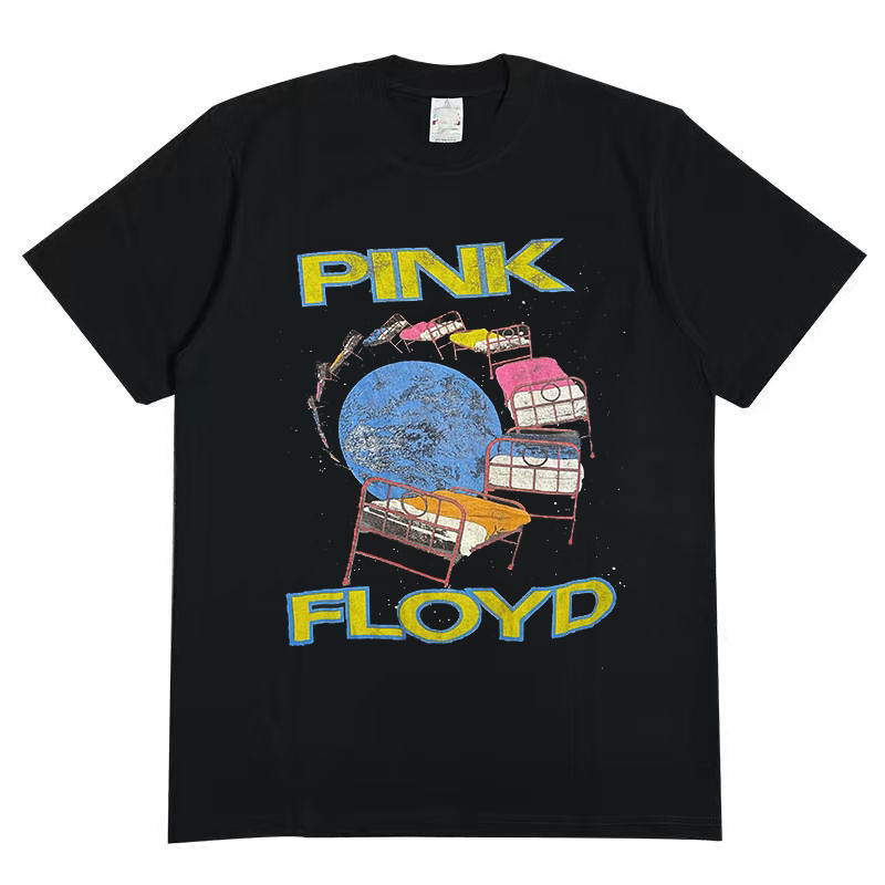 Pink Floyd摇滚乐队美式复古街头vintage古着潮流慵懒风短袖T恤