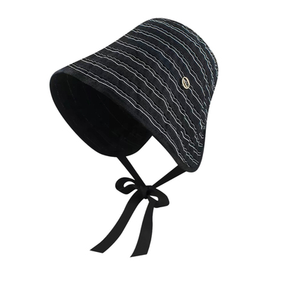 2026新款条纹蛋卷渔夫帽子女春夏百搭全脸遮阳防晒帽大头围灯罩帽
