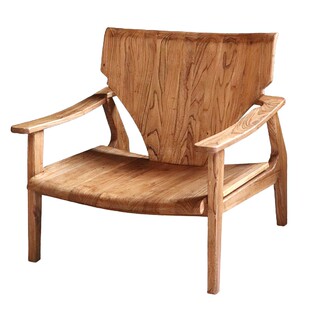 Ni尼家酋长椅实木椅子侘寂风民宿休闲椅单人阳台设计师中古沙发椅