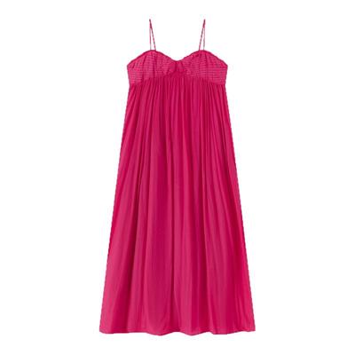 现货秒发！玫红色海边度假连衣裙