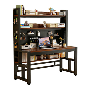 书桌书架一体带洞洞板简约卧室电竞桌学生学习桌家用台式电脑桌子