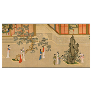 汉宫春晓图国画中式名画芯中古风法式南洋客厅装饰画芯背景墙贴画