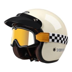 3c认证野马复古巡航头盔男冬季保暖机车半盔女电动摩托车安全帽