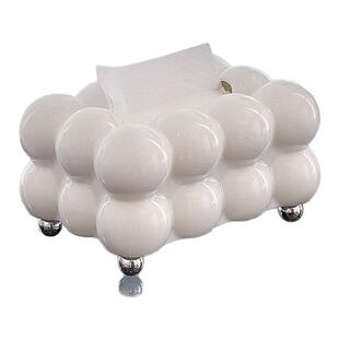 奶油风纸巾盒棉花糖家用客厅高级轻奢卧室餐巾纸盒高级抽纸盒创意