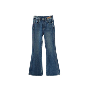 解构漫画腿！~复古高腰微喇牛仔裤女2026新款春深色弹力修身长裤